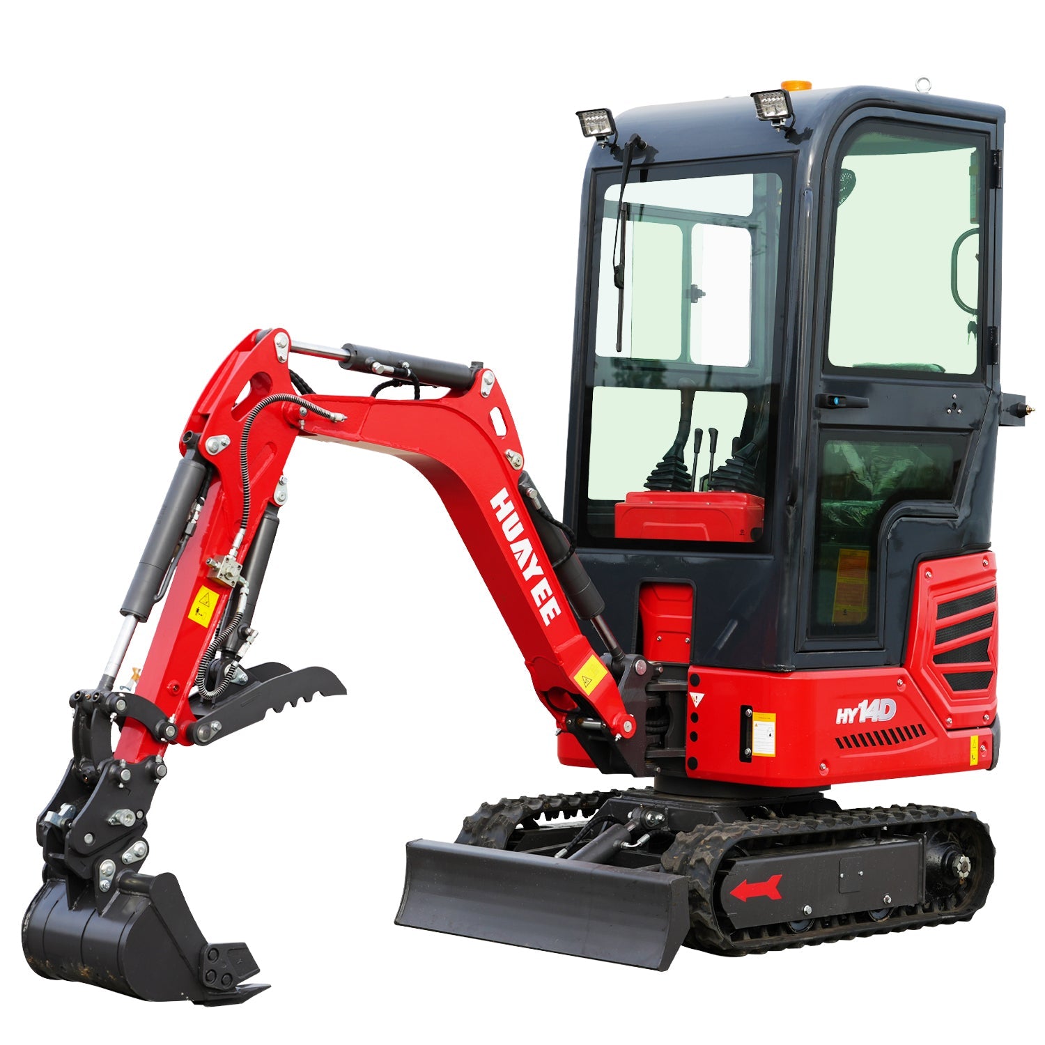 14D-5 Mini Excavator with Enclosed Cab, 13.5 hp B&S Engine | HUAYEE HY14D - Image 1