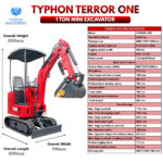 TYPHON TERROR ONE STORM 1 Ton Mini Excavator Trench Digger with Hydraulic Oil Cooler Canopy & Wide Bucket Ideal for Garden, Farm, Park & Road Work Digging, Drilling, Bull-Dozing - Image 23