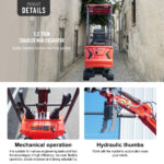 Mini Excavator - Hydraulic Thumb Clamp, 13.5HP Rato Engine Gas Powered | HUAYEE HY12C - Image 8