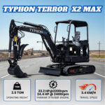 TYPHON TERROR X2 Max Canopy Mini Excavator Powerful 2.5 Ton Compact Machine with Yanmar Engine Advanced Hydraulic System - Image 19