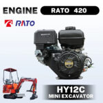 Mini Excavator - Hydraulic Thumb Clamp, 13.5HP Rato Engine Gas Powered | HUAYEE HY12C - Image 3