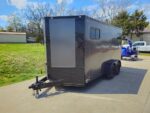 7x14 Charcoal V-Nose Enclosed Trailer (2) 3,500lb Axles Windows Elect & Blkout Pkg - Image 4