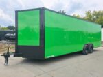 8.5x24 V Nose Neon Green Enclosed Trailer (2) 5200 LB Axles With Brakes 7 Ft Interior Height With Black Out Package - Image 2