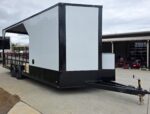 8.5x24 White Hybrid Trailer w/ Roof Covered Rear Deck 9' Interior (2) 7,000lb Axles - Image 3