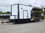8.5x24 White Hybrid Trailer w/ Roof Covered Rear Deck 9' Interior (2) 7,000lb Axles