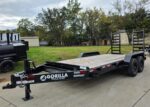7x16 I-Beam Equipment Skid Steer Trailer (2) 5200lb Axles with Stand-Up Ramps 10K GVWR