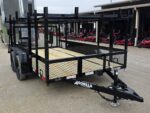 7x12 Straight Deck Utility Trailer 4ft Ladder Racks with 1.5 FT Mesh (2) 3500lb Axle - Image 3