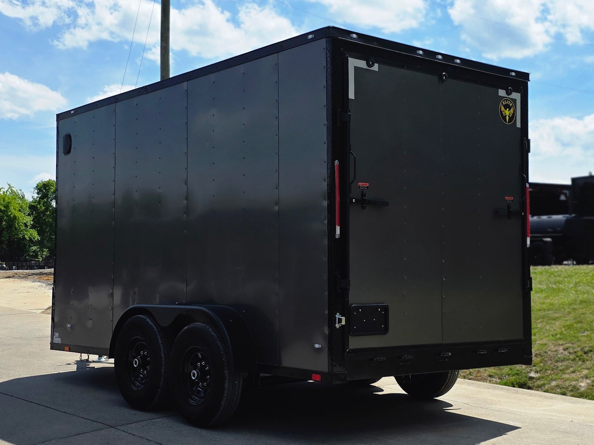 7x14 Black V-Nose Enclosed Trailer Blkout Pkg (2) 7,000lb Axles Elec Pkg - Image 3