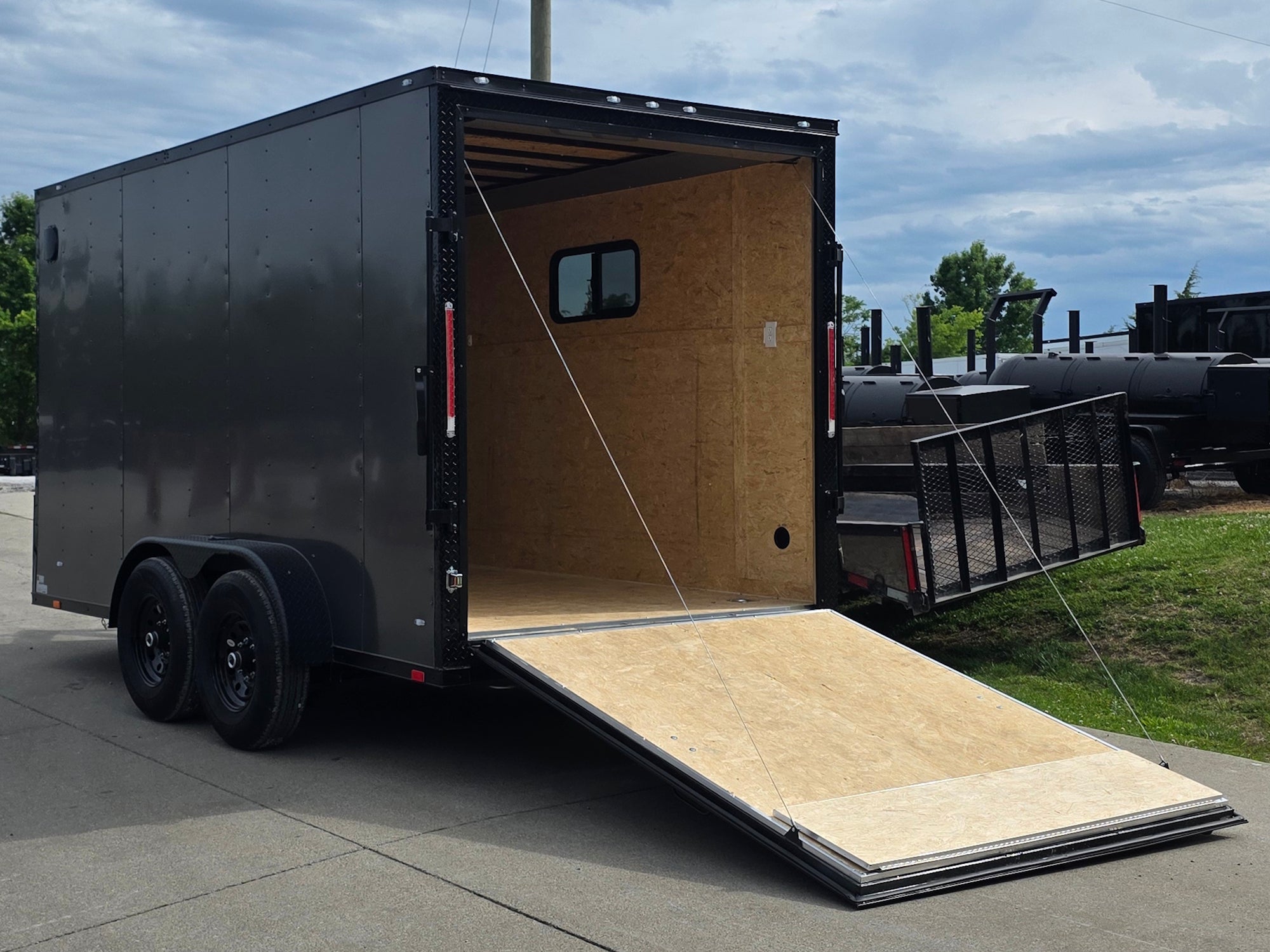 7x14 Black V-Nose Enclosed Trailer Blkout Pkg (2) 7,000lb Axles Elec Pkg - Image 11