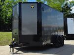 7x14 Black V-Nose Enclosed Trailer Blkout Pkg (2) 7,000lb Axles Elec Pkg