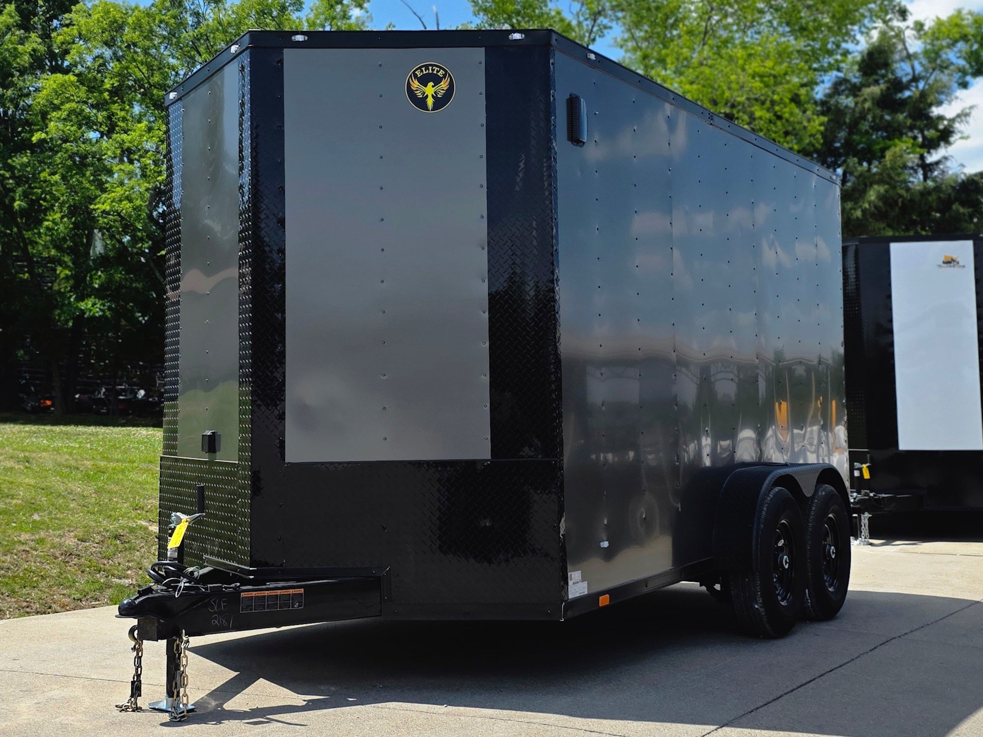 7x14 Black V-Nose Enclosed Trailer Blkout Pkg (2) 7,000lb Axles Elec Pkg - Image 1