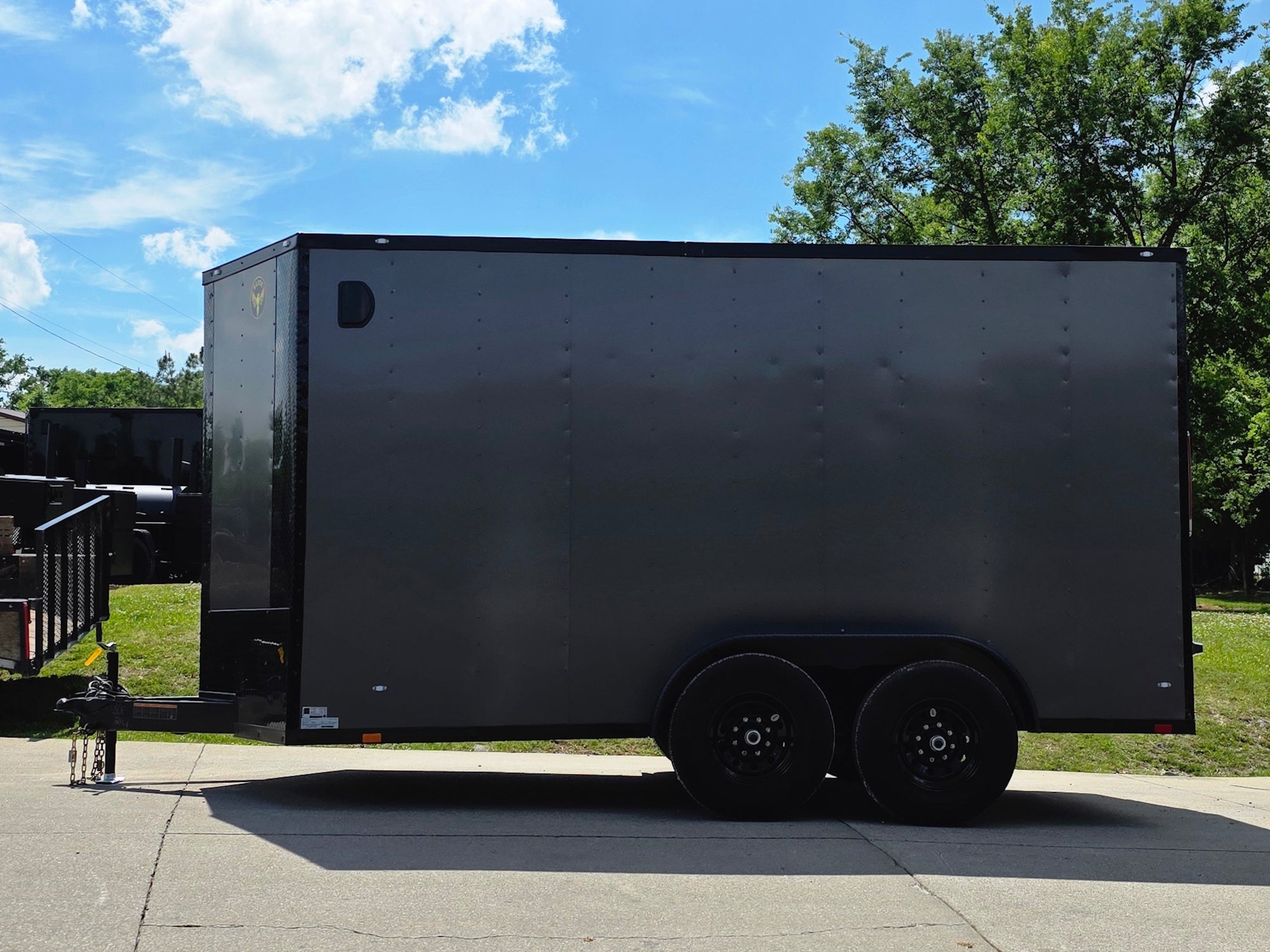 7x14 Black V-Nose Enclosed Trailer Blkout Pkg (2) 7,000lb Axles Elec Pkg - Image 2