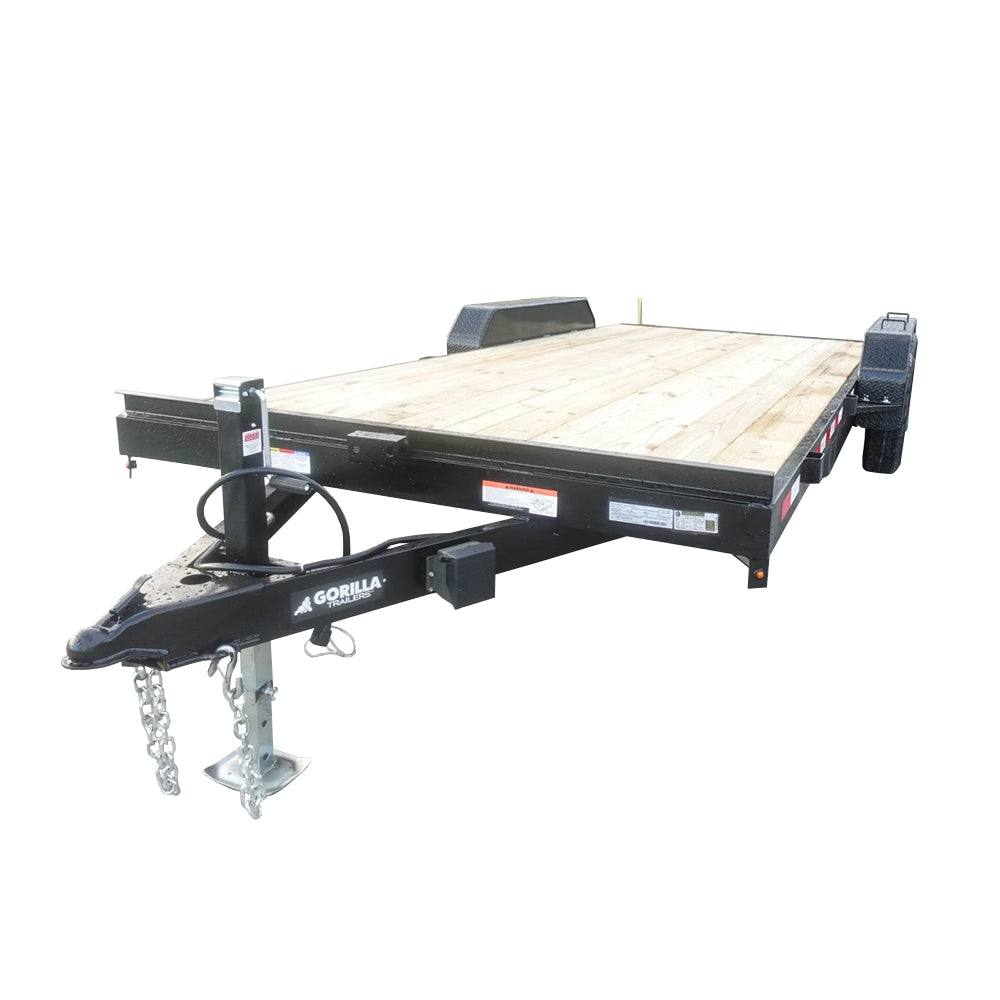 7x18woodcargor_5161616.jpg 7x18 Wood Deck Car Hauler (2) 3500lb Axle w/ Brake and Ramps 7K GVWR - Image 1