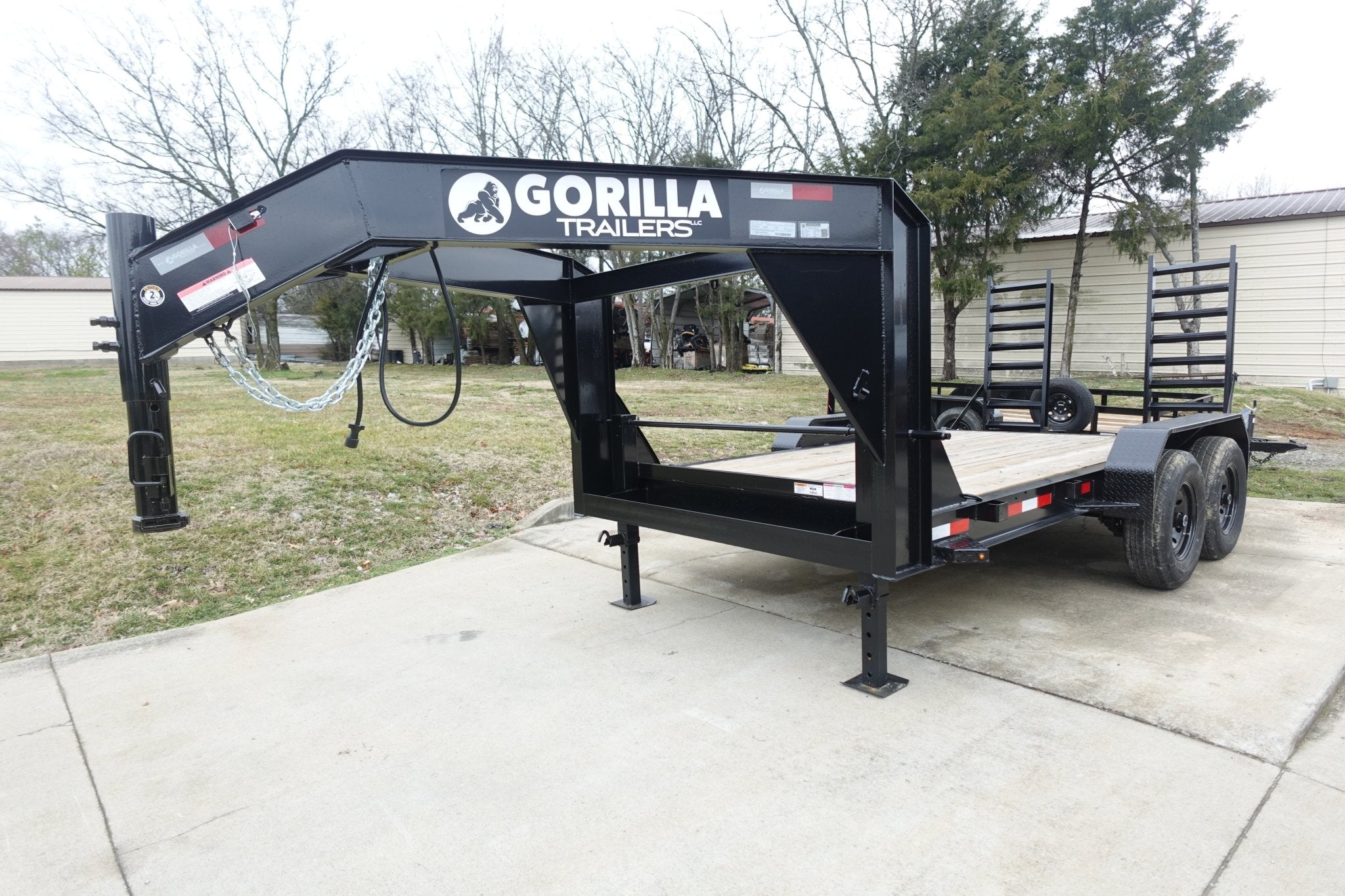 DSC02387.jpg 7x14 Gooseneck Equipment Trailer (2) 7K Axles with Stand-Up Ramps 14k Gvwr - Image 1
