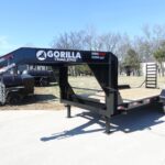 7' x 18' Gooseneck Equipment Trailer (2) 7K Axles Standup Ramps 14k GVWR