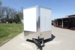 7x18 White Hybrid Enclosed V Nose (2) 7K Axles 2 Ft Fold Down Mesh Sides Pintle Hitch - Image 3