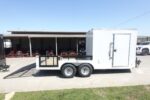 7x18 White Hybrid Enclosed V Nose (2) 7K Axles 2 Ft Fold Down Mesh Sides Pintle Hitch - Image 17