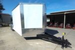 8.5x24 White Hybrid Enclosed V nose (2) 7K axles (2) 30x30 Windows No rails Pintle Hitch - Image 4