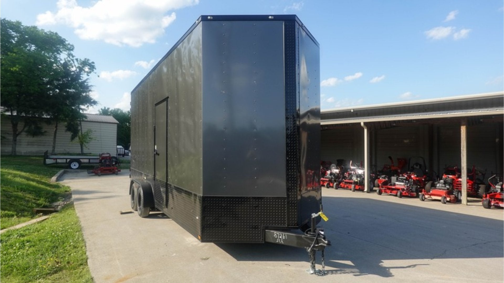 DSC03982-9.jpg 7x20 V Nose Charcoal With Black Out Trim Enclosed Trailer (2) 3500 LB Axles 9 Ft Interior height Barn Doors - Image 1