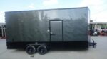 7x20 V Nose Charcoal With Black Out Trim Enclosed Trailer (2) 3500 LB Axles 9 Ft Interior height Barn Doors - Image 3