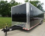 8.5x32 Black Enclosed Car Hauler Trailer With Ramp and Side Door (3) 7K Axles 21k GVWR