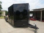 8.5x24 Black W/Black Out Hybrid Enclosed Trailer V-Nose (2) 7,000lb With Rails - Image 2