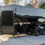 7x14 Enclosed Trailer Black V-Nose Blackout Package Storage (2) 3,500lb Axles
