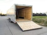 8.5x32 Silver Enclosed Car Hauler Trailer With Ramp and side door (3) 7K Axles 21k GVWR - Image 11