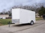 6' X 12' White Enclosed V-Nose Trailer with Diamond Plate Floor Storage