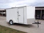 6' X 12' White Enclosed V-Nose Trailer with Diamond Plate Floor Storage - Image 4