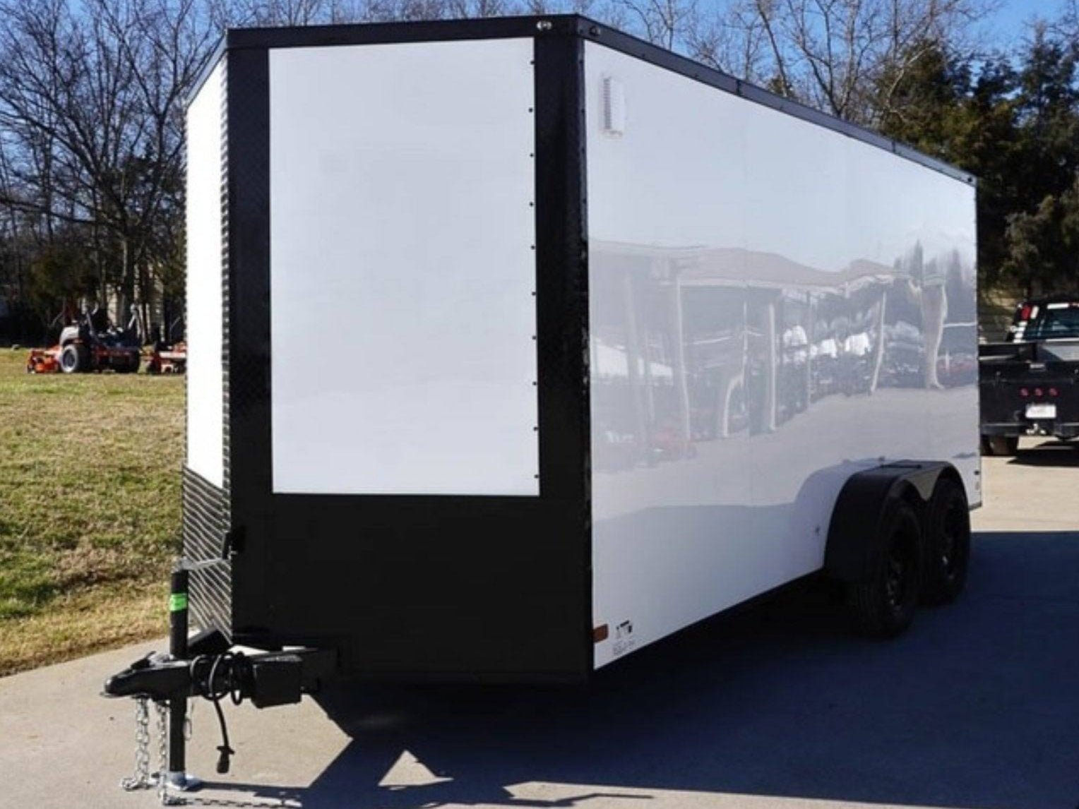 dsc03561_2.jpg 7x16 Enclosed Trailer White V-Nose Blackout Package Tandem Axle Storage - Image 1