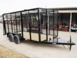 6.4x14 Powder Coated Straight Deck Utility Trailer 6ft Mesh Side Slide Up Gate
