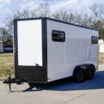 7x14 White V-Nose Enclosed Trailer (2) 3,500lb Axles Windows Elect & Blkout Pkg