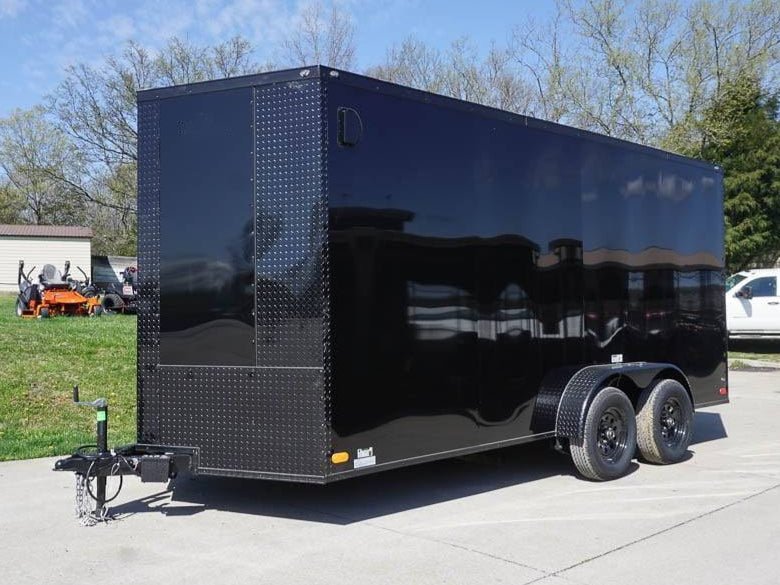 dsc05964_2.jpg 7x16 Enclosed Trailer Black V-Nose Blackout Pkg Tandem Axle Storage - Image 1