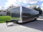 8.5x28 Custom Charcoal Flat Nose Enclosed Trailer (2) 5200 Axles Storage - Image 3