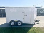 7x12 White V-Nose Enclosed Trailer (2) 3,500lb Axles Storage - Image 7