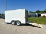 7x12 White V-Nose Enclosed Trailer (2) 3,500lb Axles Storage - Image 8