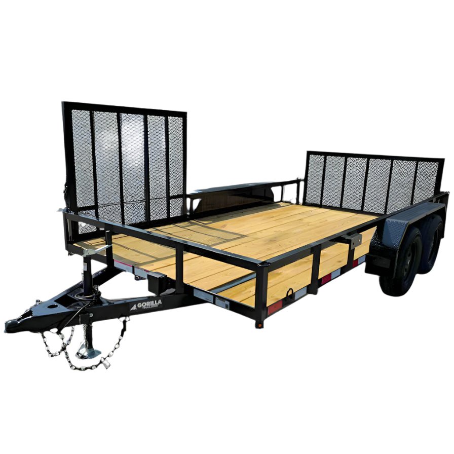 white_background_image_11_4.jpg 7x14 Dovetail Utility Trailer with Side Gate and Rear Gate (2) 3500lb Axles 7K GVWR - Image 1